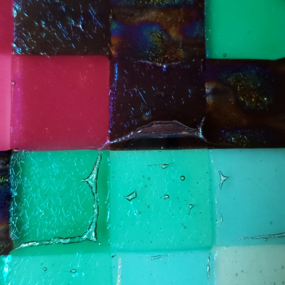 Fused Glass Squares Decorative Plate Platter from Seattle Washington Art Gallery - Picture 10 of 14
